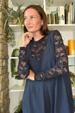 Lace Body Skim Top Navy